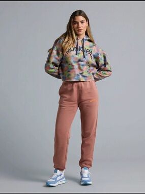 Municipal Women's Crop Hoodie, XS, Multicolor Zigzag print